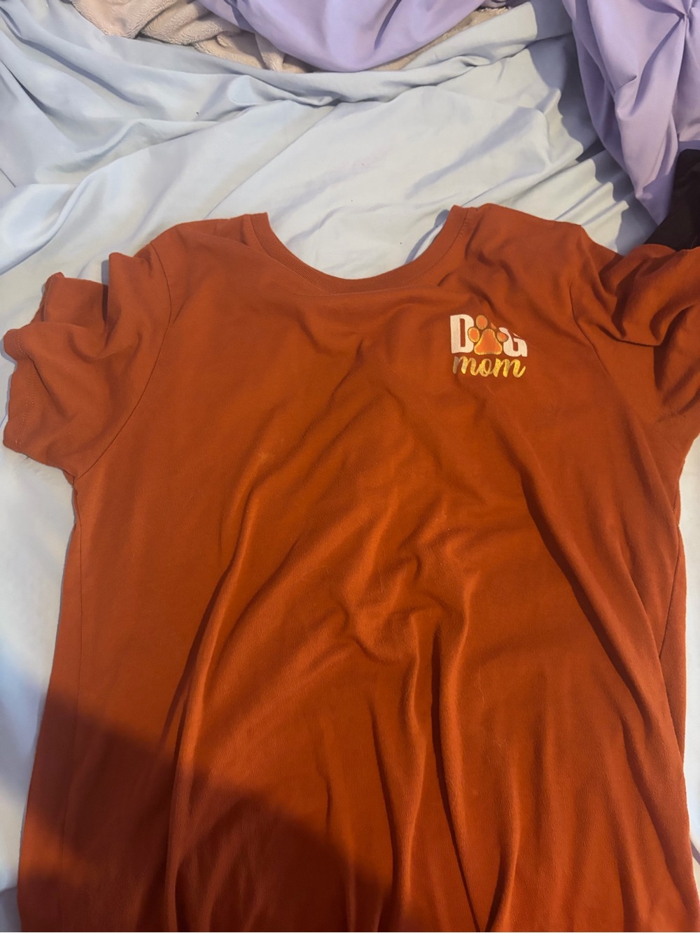 Dog Mom Graphic Tee — Rust Orange Short Sleeve